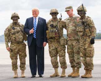 President Trump visits the 10th Mountain Division at Fort Drum, New York, on Aug. 13, 2019. 