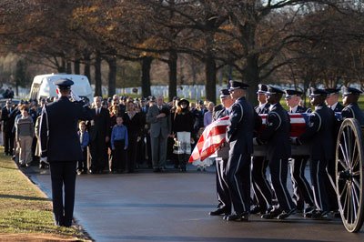 The empty casket of Air Force Maj. Troy Gilbert is buried at Arlington National Cemetery. Photo courtesy of the author.