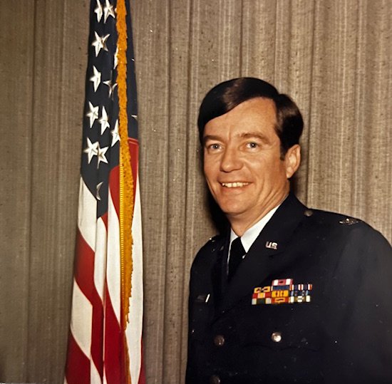 Terry Arnold at his Air Force retirement in 1987. After graduating from college in 1962, Arnold knew he had a choice to make—join the military or wait for a draft notice. Photo courtesy of the author.