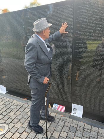 José Francisco Lopez, Vietnam veteran, visits the Vietnam Veterans Memorial in Washington, D.C. after returning to the U.S. under the IMMVI program. Lopez was deported to Mexico in 2003.