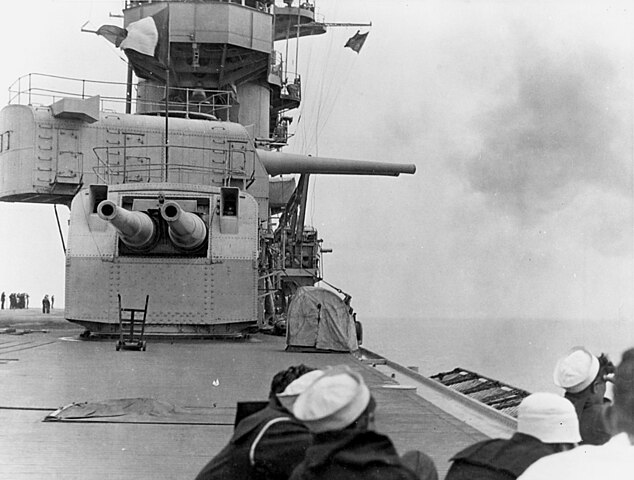 USS Lexington CV-2 firing 203mm guns